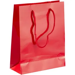 10 Geschenktasche, glänzend rot | 20 x 25 x 8 cm, Lackpapier