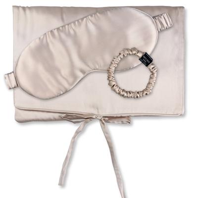 Seidentuch AILORIA "Tasche, Schlafmaske & Scrunchie S TRAVEL SET BEAUTY S", Damen, beige, Obermaterial: 100% Seide silk., Modetücher