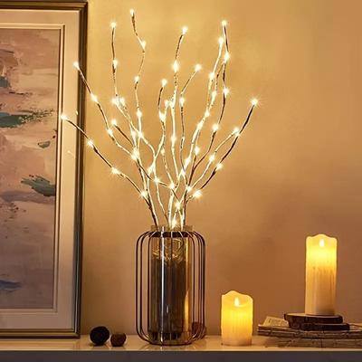 Multisell Products Hub Battery Operated White Birch Branch Lights, Willow Fairy Lights For Bedroom, Home, And Outdoor Decoration warm White