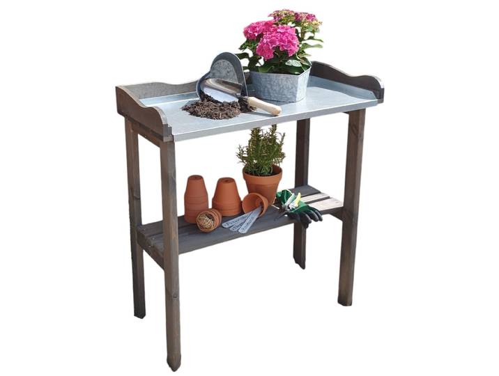 Pflanztisch PROMADINO, grau, B/H/T: 84cm x 90cm x 38cm, Tische, Pflanztisch, mit verzinkter Arbeitsfläche, BxTxH: 84x38x90 cm