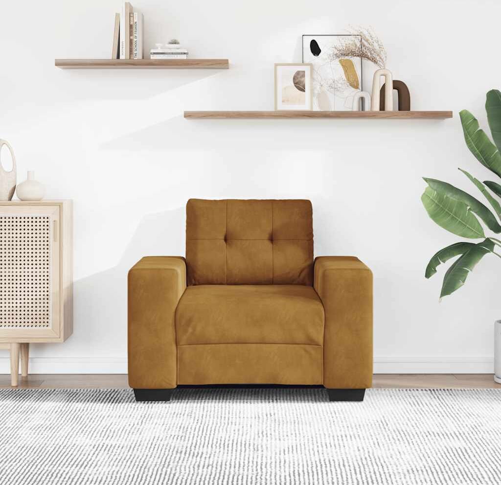 vidaXL Fauteuil canapé marron 100x78x80 cm velours