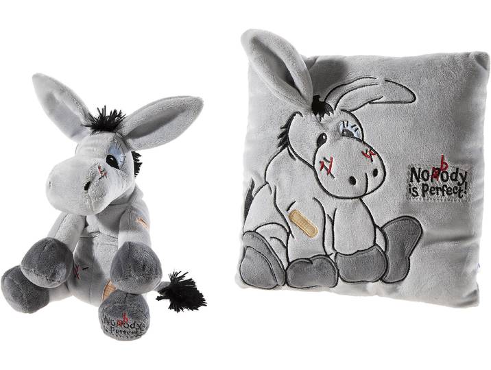 Kuscheltier HEUNEC My little Murphy, Esel Murphy und Kissen , grau, Plüschfiguren, Kinder, Kuscheltier