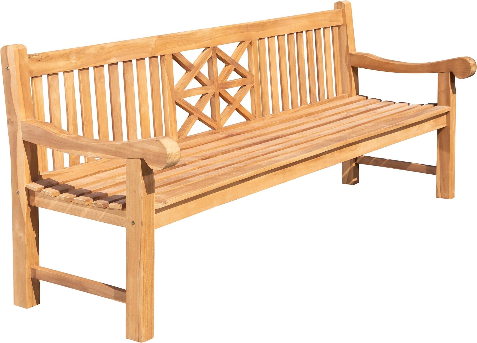 Gartenbank Teakbank VUZAR - Holz Teak 240x72x92 cm | Holzbank 240 Cm Gartenbank Sitzbank Mit Lehne Wetterfest Bank Garten Terrasse