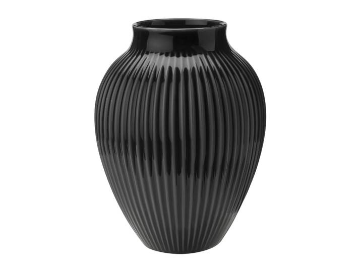Knabstrup Keramik Vase strié Knabstrup 20 cm Noir
