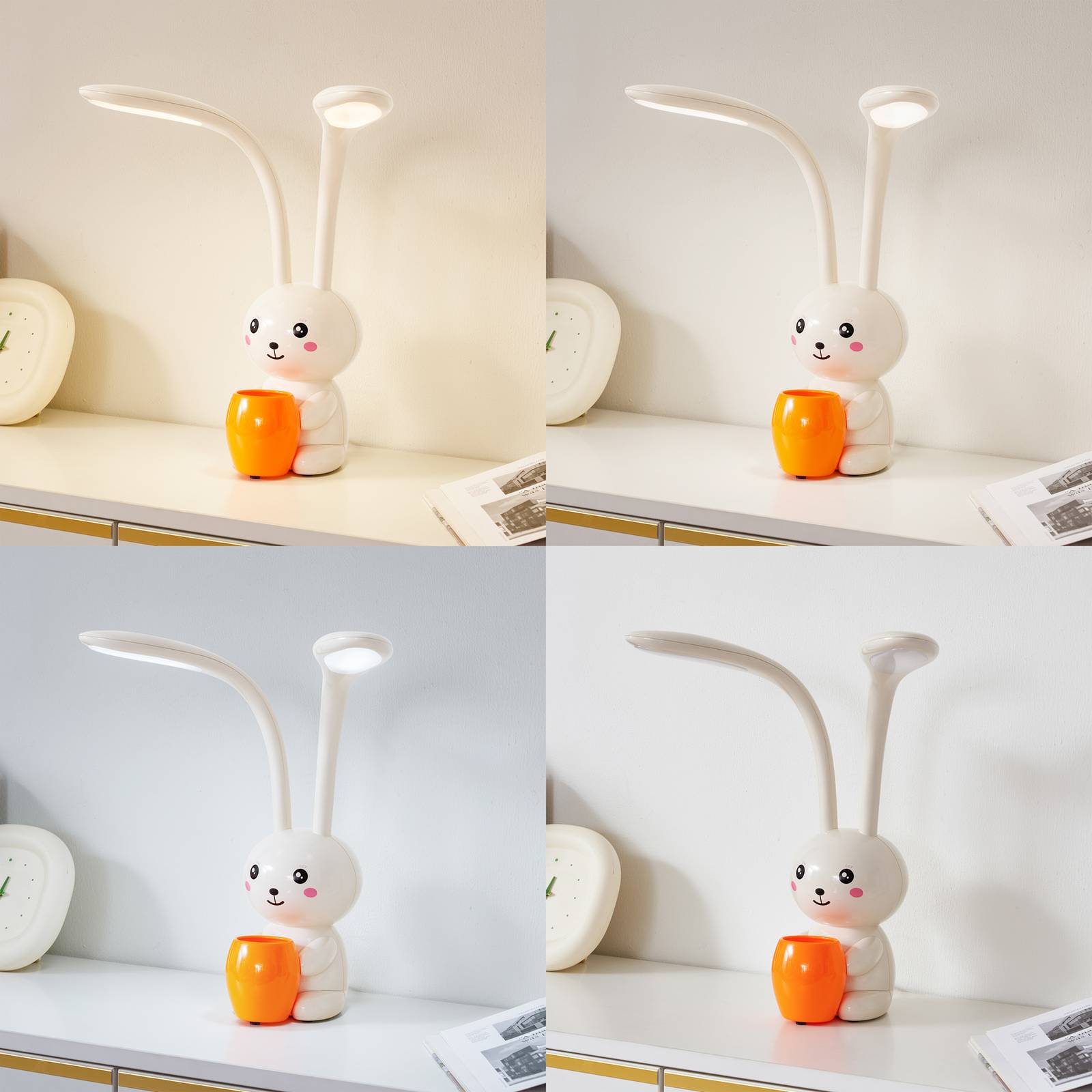 LED Schreibtischlampe Haas Lindby, dimmbar, creme / amber, für Kinderzimmer, Kunststoff, Junges Wohnen, LED Tischlampe