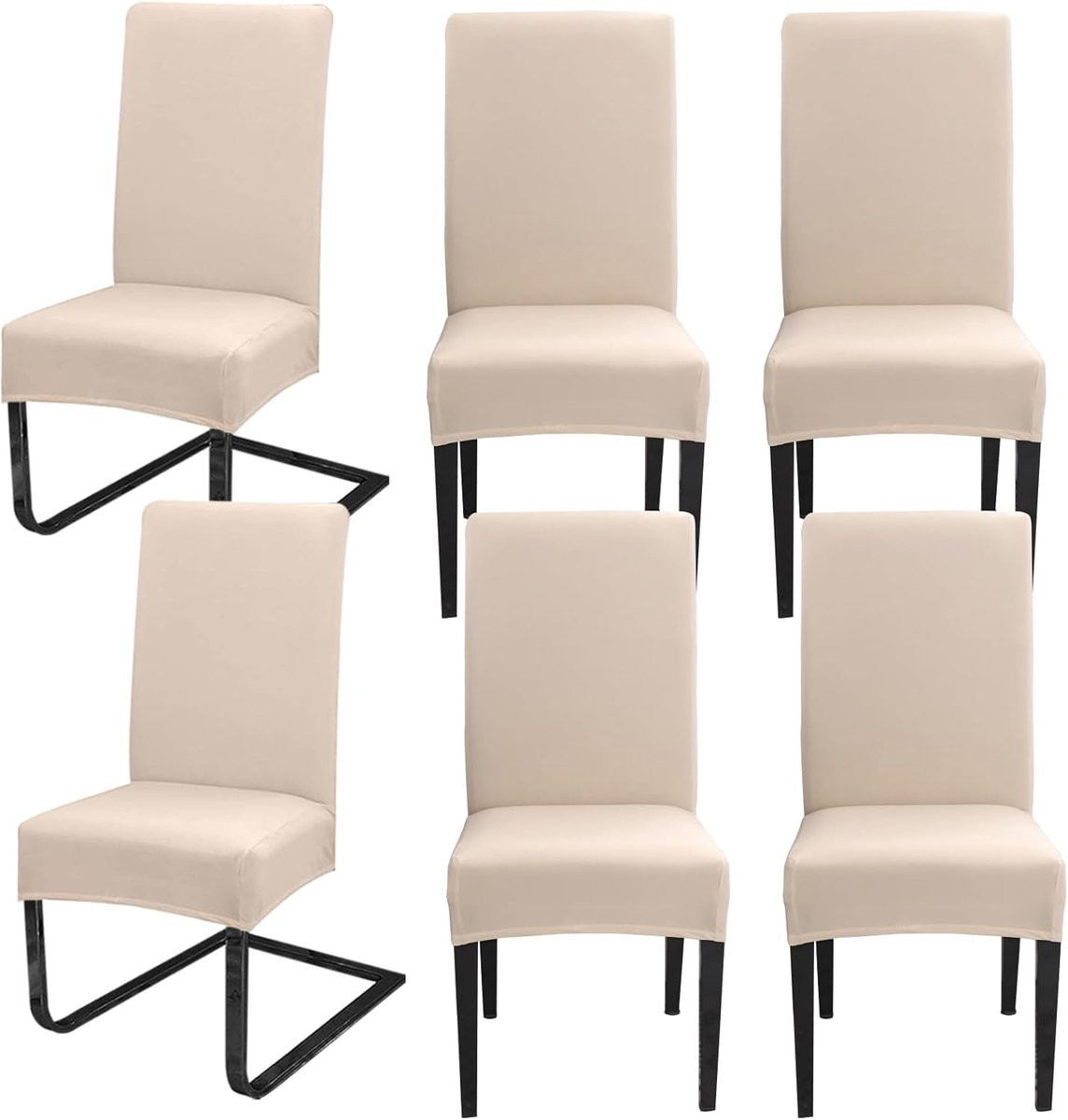 SnelShoppen Set van 6 Wasbare Spandex Stoelhoezen voor Eetkamerstoelen