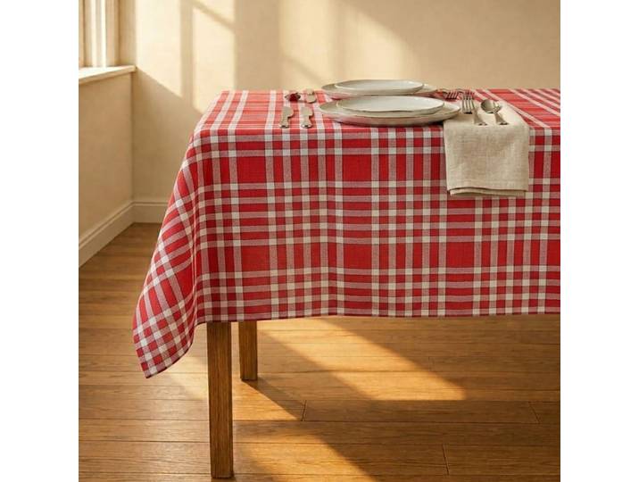 Nappe tissu carreaux vichy en coton rouge 150x300 cm