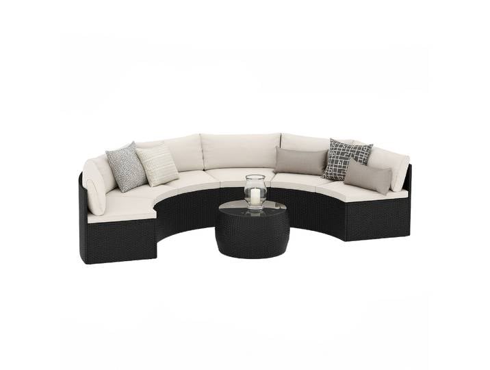 Rattanlounge SEASIDE schwarz/weiss