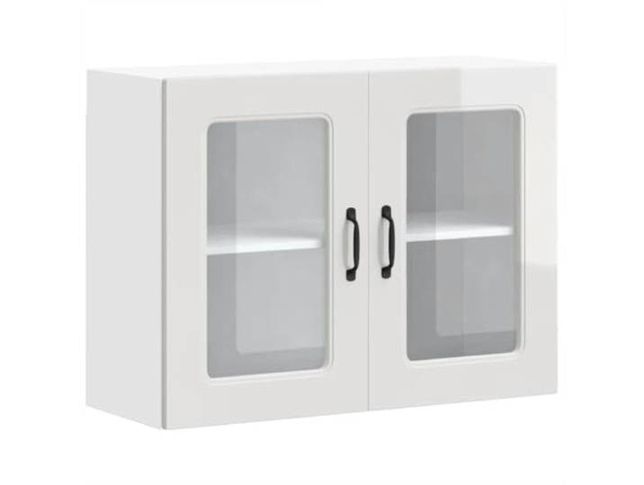 Helloshop26 Wandschrank für die Küche mit Glastür, großer Stauraum, 80 x 31 x 60 cm, aus Holz, weiß, glänzend, 02_0050014