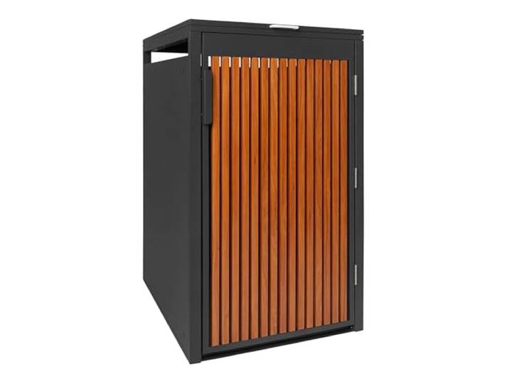 PANELO Mülltonnenbox anthrazit (1er Box) in exklusiver Holzoptik - Eiche dunkel wetterfest & robust Mülltonnenverkleidung (Mülltonne 60L - 240L) Müllhaus Mülleimerunterstand