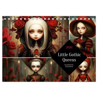 Little Gothic Queens. Surrealistische Illustrationen (Tischkalender 2026 DIN A5 quer), CALVENDO Monatskalender