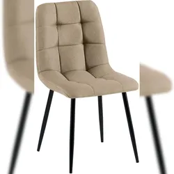 DELUKE Esszimmerstuhl FANOR - Stoff Taupe 45x55x84 cm | Essstühle Esszimmerstühle Küchenstühle Wohnzimmerstühle