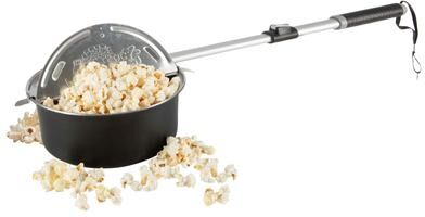 Great Northern Popcorn Campfire Popcorn Popper with Telescoping Handle for Camping Firepits, Black