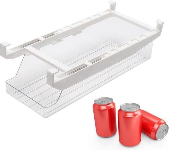 Transparante stapelbare plastic containers voor blikverpakkingen geschikt voor rollagers