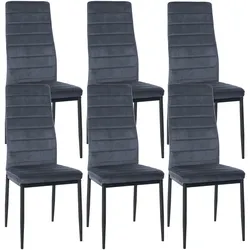 CLP 6er Set Esszimmerstühle Mayfair Samt   Farbe: hellgrau, Material: Samt