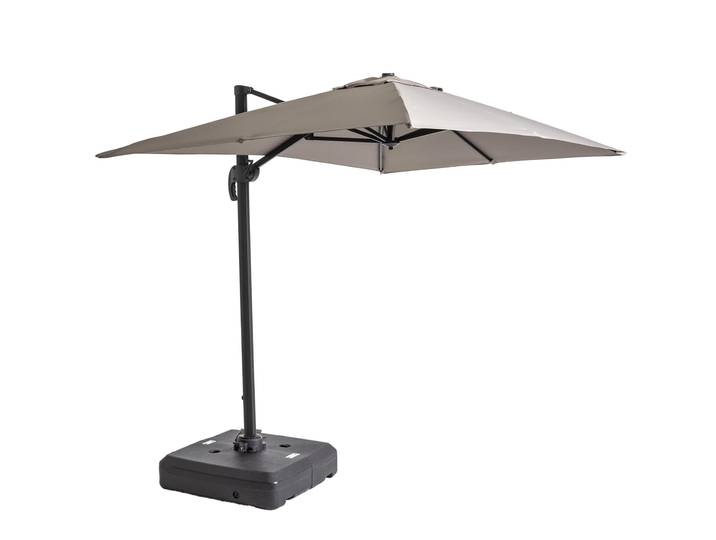 Oviala - Parasol déporté 2x3 m rectangulaire inclinable rotatif 360° et dalle à lester sur roues 100L