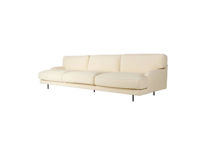 GUBI Flaneur Sofa 3-Sitzer Bouclé / Mattschwarz, 3-Sitzer