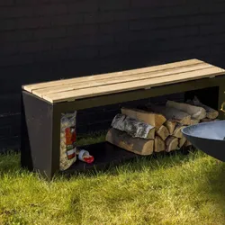 Sitzbank mit Holzlager