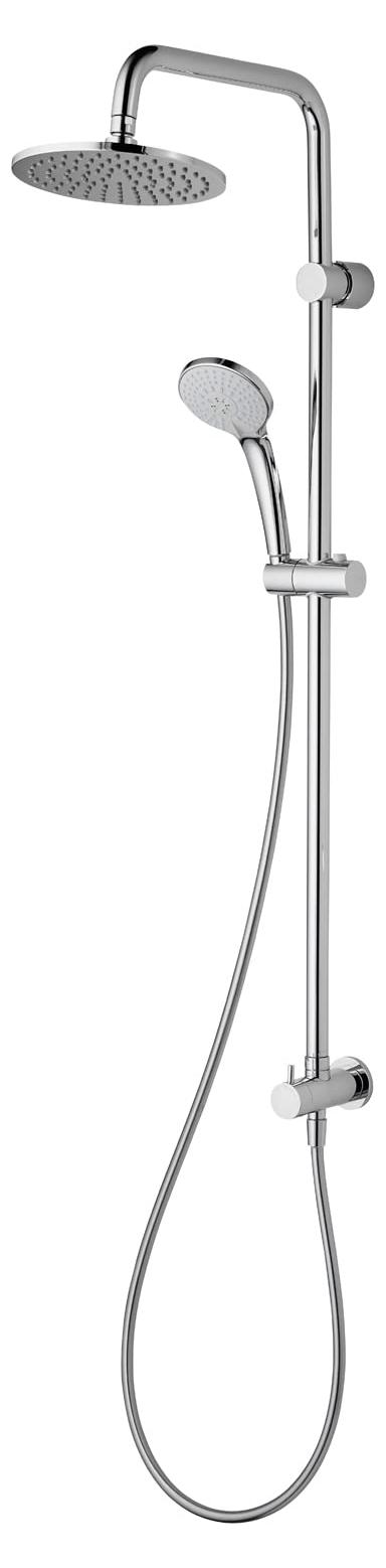 Duschsystem mit Regenbrause 200 mm, Handbrause, 3 Funktionen, Chrom
