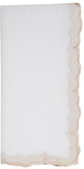 Saro Lifestyle Scalloped Edge Cloth Napkins (Set of 4) - Embroidered Dinner Napkins for Formal Dining & Entertaining