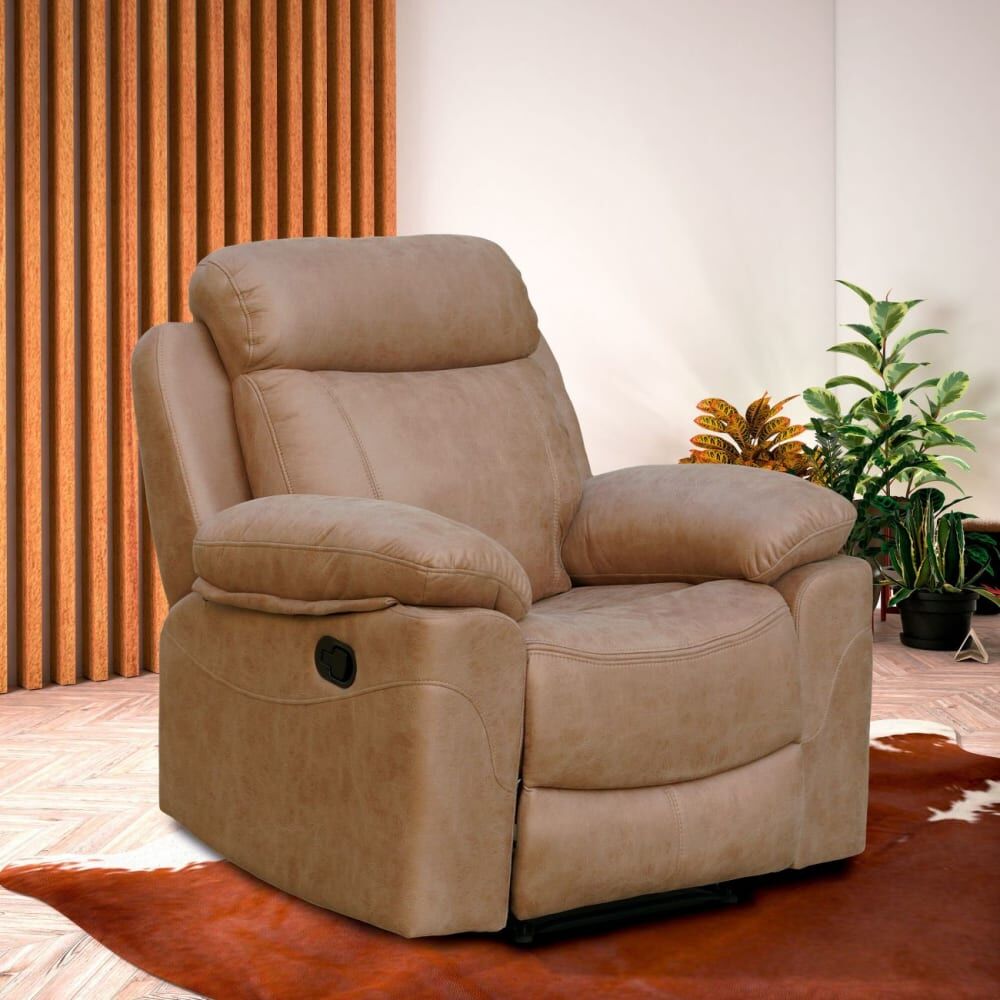 duehome Sillón relax con reposapiés elevable 106 cm microfibra piedra