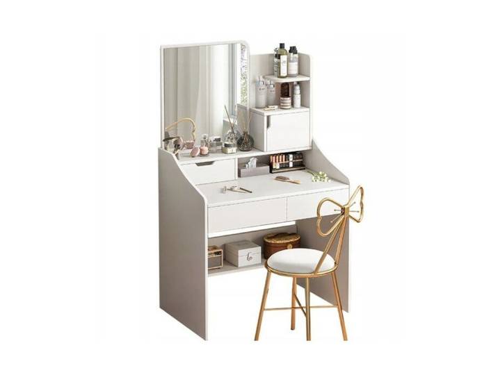 Coiffeuse cosmétique avec miroir blanche 130 cm