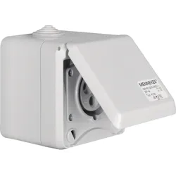 Berker 558101 CEE Steckdose 3-polig Ap 16 A mit Klappdeckel Verbindungssysteme lichtgrau