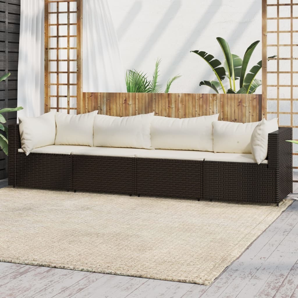 Maison Exclusive - 4-tlg. Garten-Lounge-Set mit Kissen Braun Poly Rattan