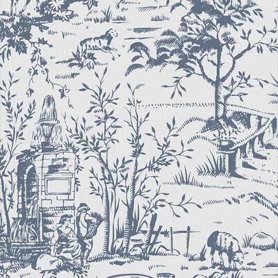 Laura Ashley Toile de Jouy Dark Seaspray Blue Wallpaper