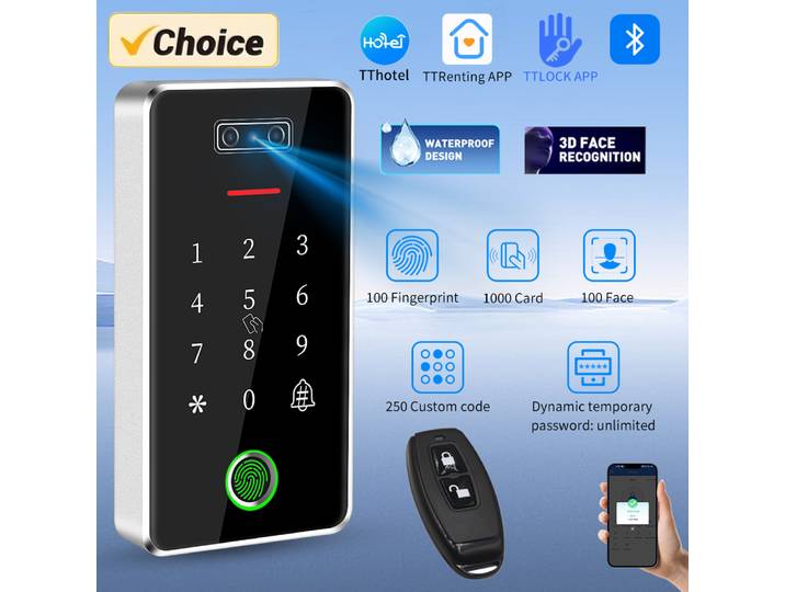 TTLock App contrôle d'accès dispositif de reconnaissance faciale RFID M1 carte lecteur d'empreintes digitales pour serrure de porte métal IP67 étanche MF03