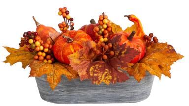 Nearly Natural "12"" Fall Pumpkin and Berries Autumn Arrangement - 5"