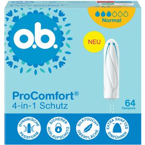 o.b. Tampons ProComfort 4-in-1 Schutz, Normal, sanftes Einführen, Viskose, 64 Stück