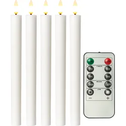 GOOBAY 77750 - LED Echtwachs Stabkerzen weiß 5er Set, warmweiß, Timer+Dimmer, F