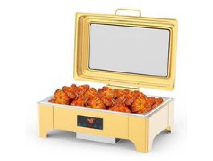 Chafing Dish Électrique 9L Chauffe-Plat Écran Tactile LCD Température Réglable Bac GN 1/1 Restauration，Événements 900W Argent