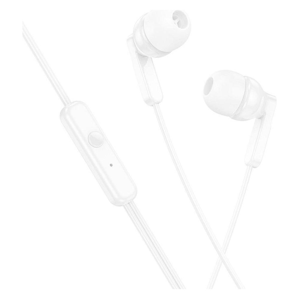 Hoco Wired headphones wire earphones Jack 3,5 mm with microphone M121 white (Kabelgebunden) (59419517)