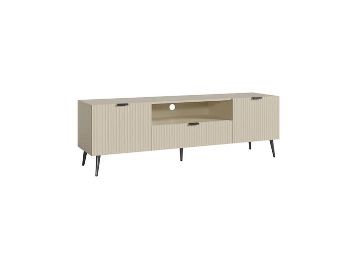 [en.casa] Fernsehschrank Nand, Sandfarben, Metall, 1 Schubladen, Rechteckig, 40x51x160 cm, Wohnzimmer, TV Möbel, Lowboards, Lowboards stehend