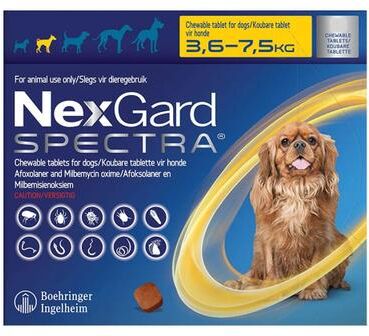 Nexgard Spectra Small Dogs 7.7-16.5 Lbs Yellow 6 Pack
