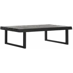 Couchtisch Beam, Teakholz und Metall, Industrial Design, 120 cm, schwarz, rechteckig