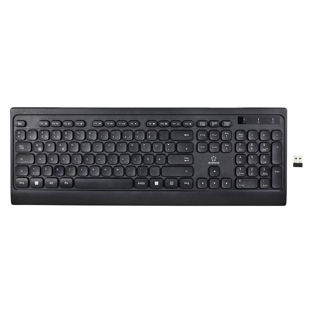 Renkforce RF-5799534 Kabellos Tastatur Deutsch, QWERTZ Schwarz (DE, Kabellos) (RF-5799534)