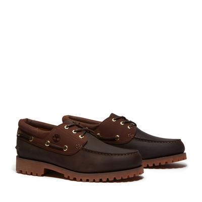 Bootsschuh TIMBERLAND "TIMBERLAND AUTHENTIC - BOAT SHOE", Herren, Gr. 41, braun (dkbrn fg dkbrn), Leder, Schuhe Bootsschuh, Bootsschuh aus Leder