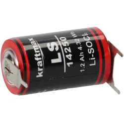 Kraftmax Li 3,6V Batterie mit Pins - -/+ LS14250 1/2 AA