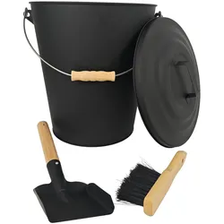 Relaxdays, Zubehör Kerzen + Kamin, Ascheeimer mit Feger & Schaufel