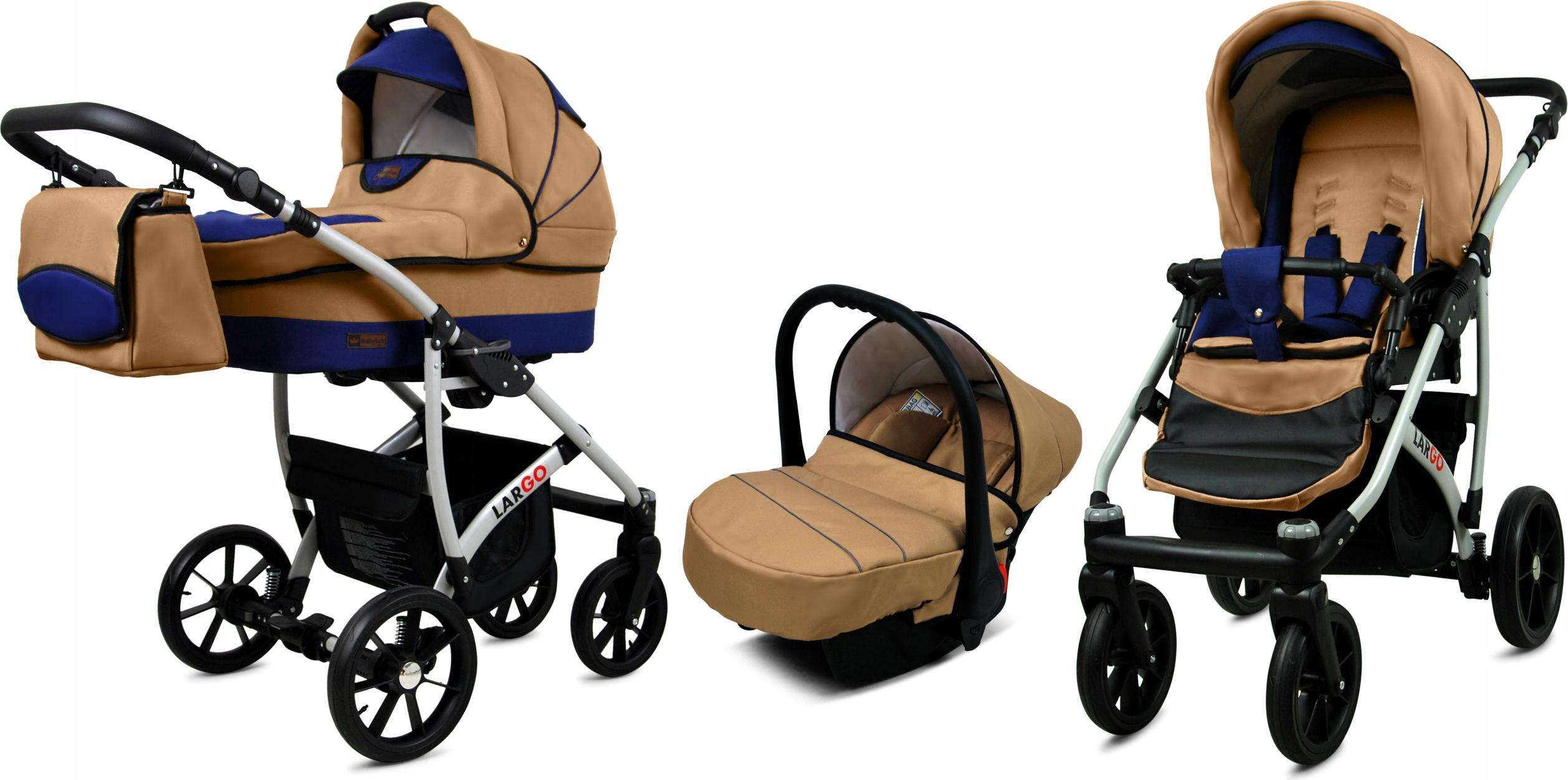 BabyLux Largo | 3in1 Kinderwagen Set | Coffe Sailor Blue | Kombikinderwagen | Kinderwagenset |