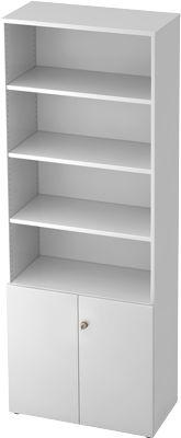 Regalschrank TOPAS LINE, 4 OH Regal/2 OH Türen, weiß/weiß