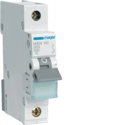 Hager MBN163 Leitungsschutzschalter 1 polig 6kA B-Charakteristik 63A 1 Modul
