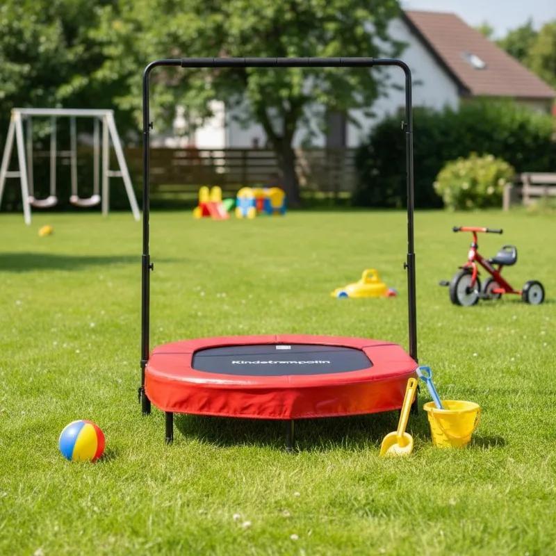 Mini Trampolin - Fitness Trampolin - Faltbar 143,5×97 cm - 5 verstellbare Griffe - Nylon - Rot