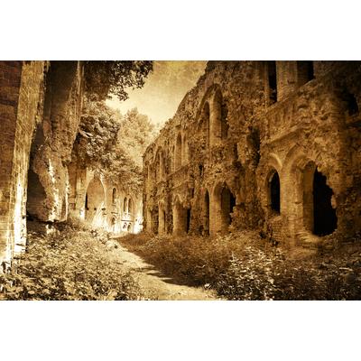 Fototapete PAPERMOON "RUINEN-SCHLOSS MAUER ALT VINTAGE KÜNSTLICH BURG RETRO", bunt, B:3m L:2,23m, Vlies, Tapeten