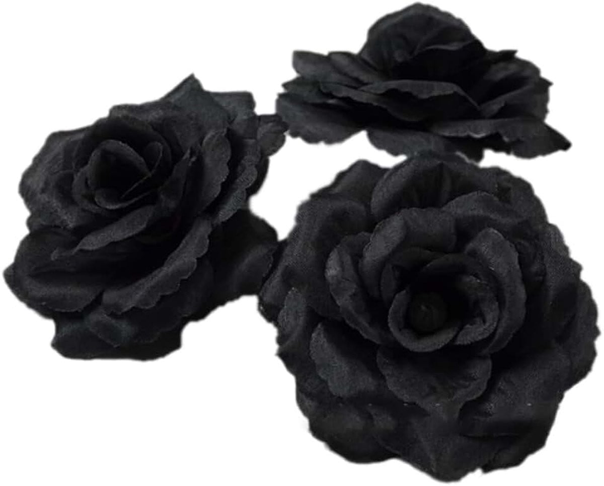 Kunstbloemen roze rozen voor decoratie, zwart