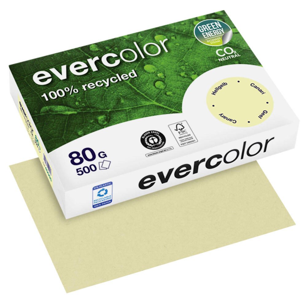 Clairefontaine Recyclingpapier Evercolor DIN A4 80 g/m² hellgelb 40005C