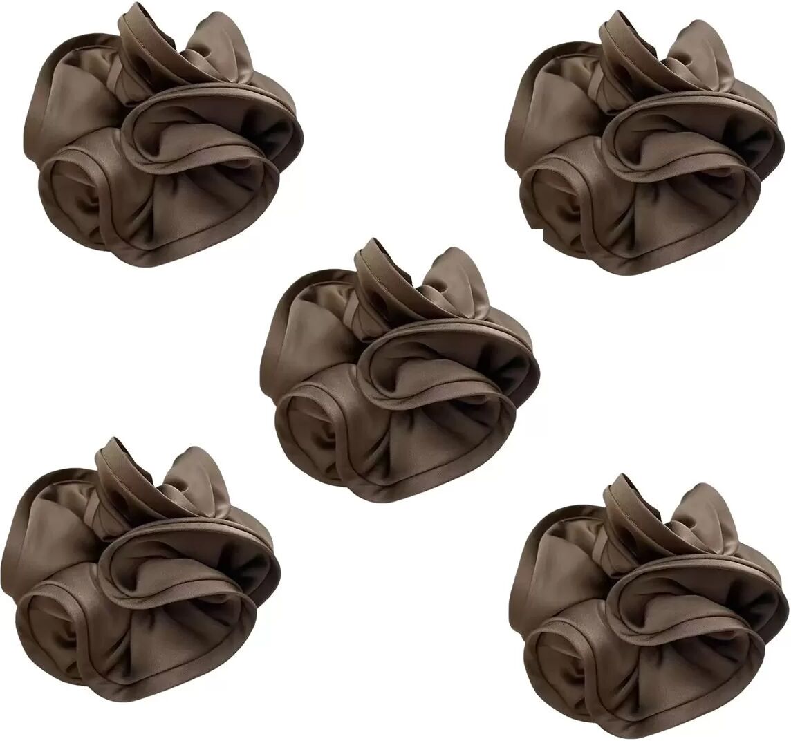 INF Elegante Satin-Scrunchies für Damen - 5er Set, 7cm, Verschiedene Farben Kamel